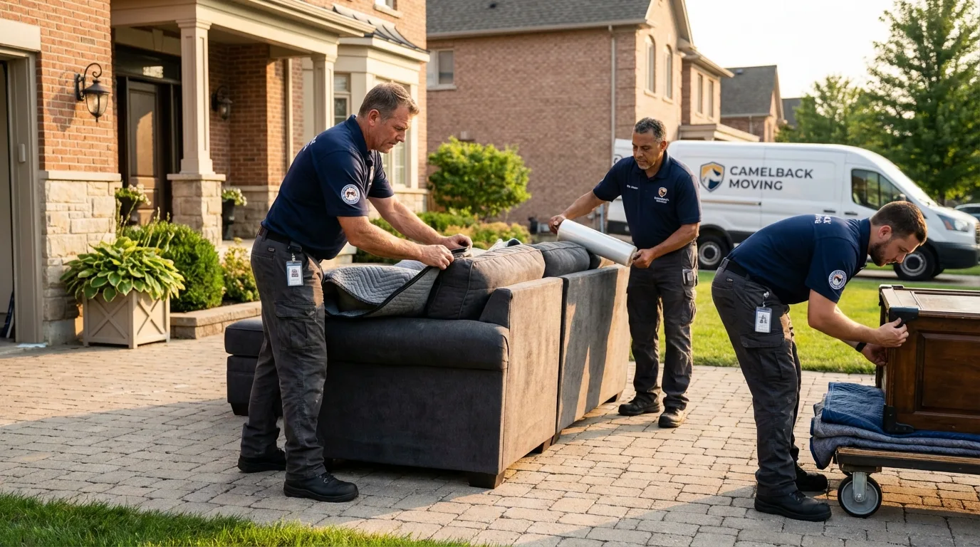 Large estate moving crew wrapping furniture in Kemmerer, WY